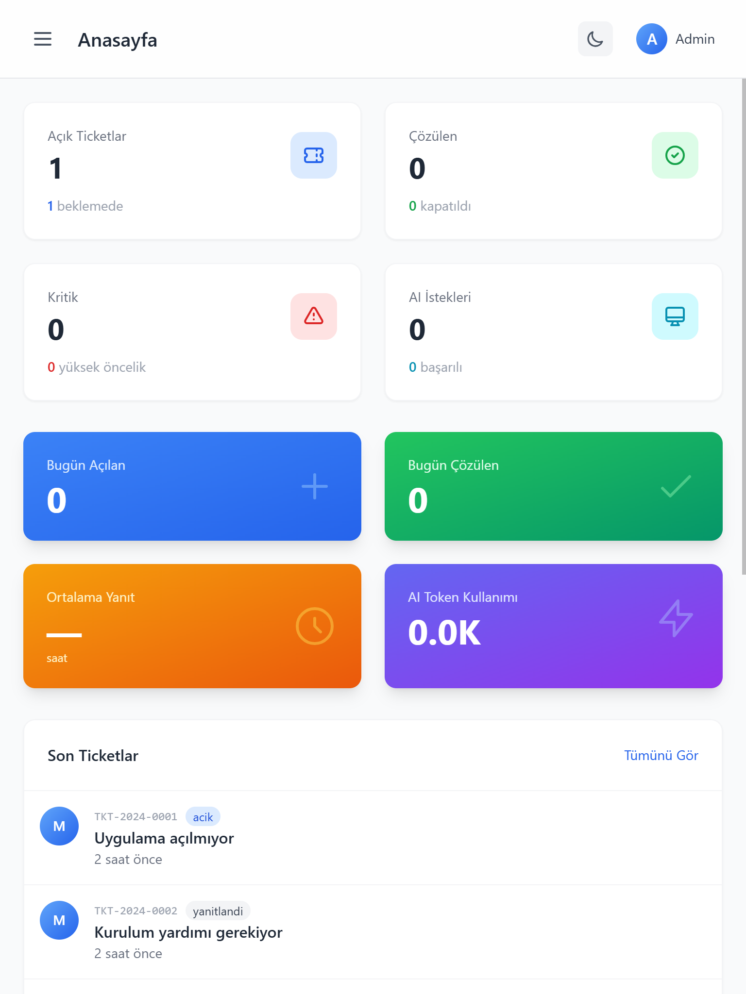 AI Destek Sistemi Tablet Görünüm